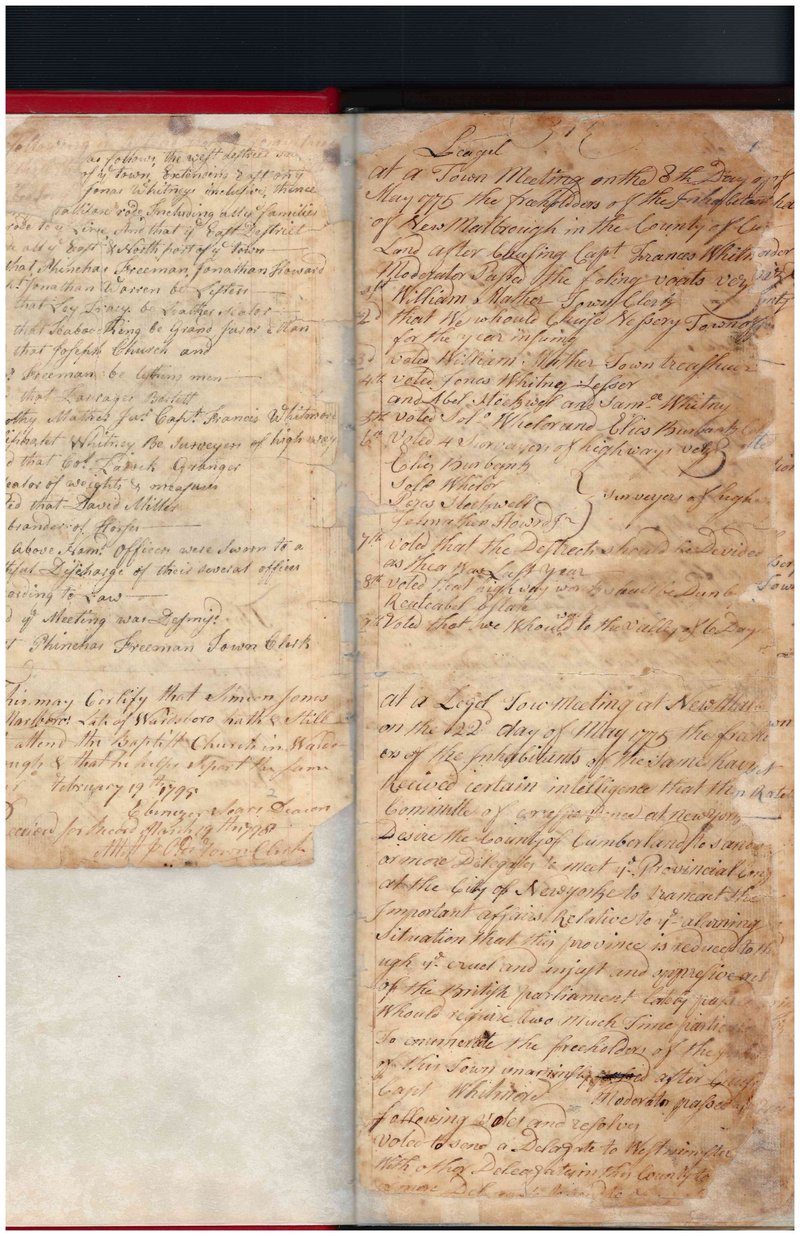 Full opening of Marlboro Town Records, Book 1, p. 3 as received